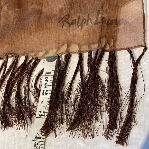 Ralph Lauren chiffon silk long scarf with fringe - Picture 10 of 16